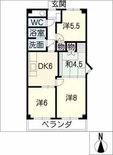 ライオンズマンション八事ガーデン弐番館【6階】の間取り