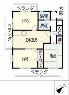 クレール東山【2階】の間取り