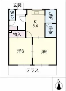 プレミールきたやま【1階】の間取り
