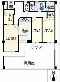 茶屋ヶ坂パークマンション【1階】の間取り