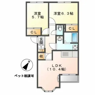 サンオールドリバー【2階】の間取り