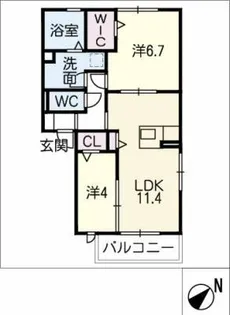 ローゼンブルーム【1階】の間取り