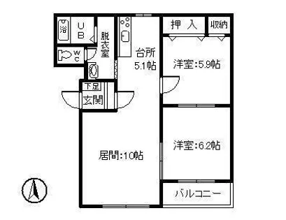 ピュアライフ宝来I【3-B号室】の間取り