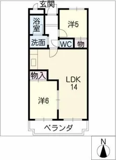 グランドハイツ琥珀【5階】の間取り
