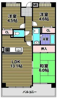 グランパス富田林【1階】の間取り