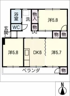 竹越コーポラス503号室【5階】の間取り