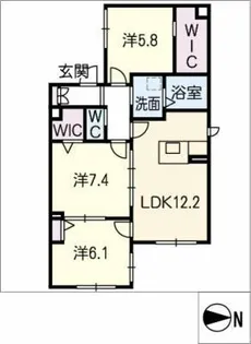 ラグジュアリープレイス高畑【1階】の間取り