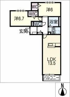 ポルトボナール EAST【2階】の間取り