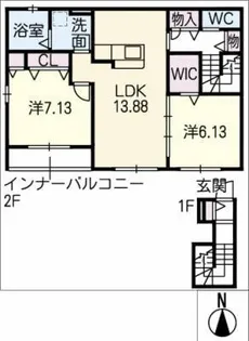 フォンテーヌB【2階】の間取り