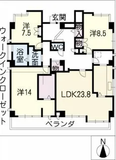 プレステージ川名Ⅱ【4階】の間取り
