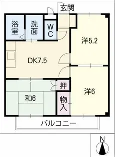 グランデージ富士見【1階】の間取り