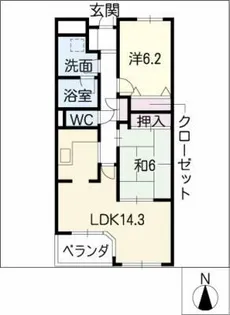 栄シティハウス502号室【5階】の間取り