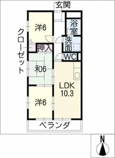 ライオンズヨシダ【2階】の間取り
