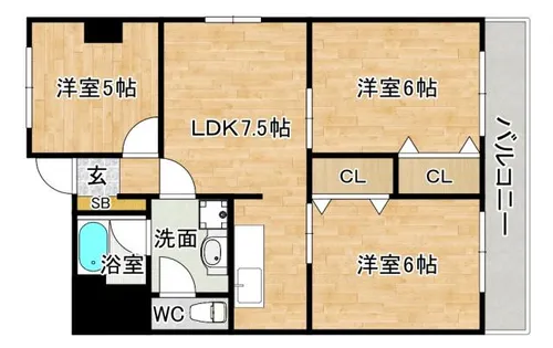 南福岡渡辺ビル【6階】の間取り