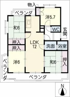パークサイド千成【3階】の間取り