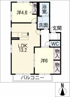 ハピネス大手2【1階】の間取り