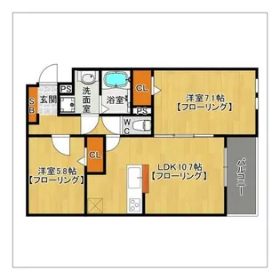 コンフォートウタ【303号室】の間取り