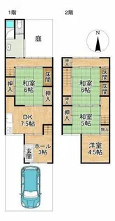 京都府京都市北区紫野下柳町【テラスハウス】の間取り