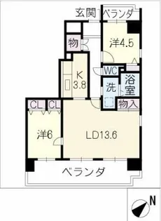 アーバンドエル原【7階】の間取り