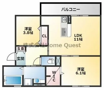 エクセレント曙川東Ⅱ【1階】の間取り