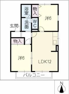 ハイカムールひまわり【1階】の間取り