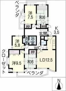シティアーク表山【1階】の間取り