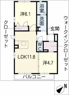 ソレアード B棟【1階】の間取り