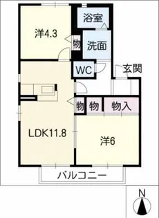 ボナール西口A棟【2階】の間取り