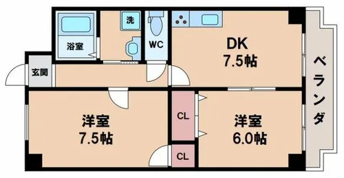 クラウド大峰【4階】の間取り