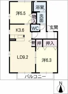 トゥインクル高上B棟【1階】の間取り
