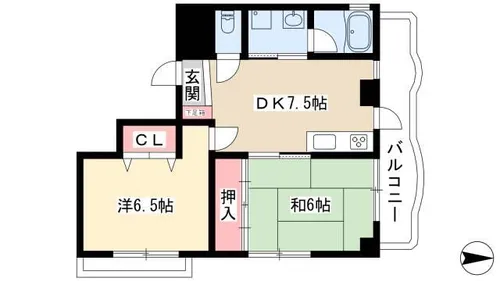 金龍コーポ苗代【1階】の間取り