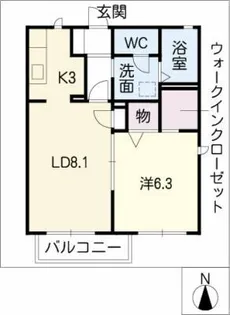 フルール中郷 B【1階】の間取り