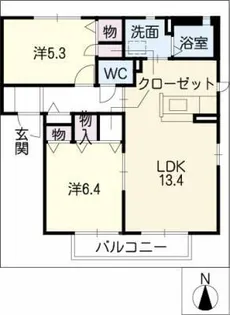 クレア・小山 A【2階】の間取り