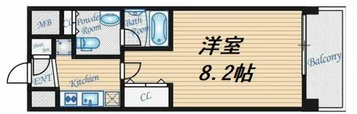 クレストフォルム大阪天満橋【14階】の間取り