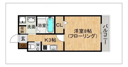 ピュアドームサンミッシェル博多【607号室】の間取り