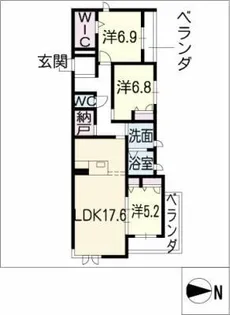 ヴェルリンク志賀【3階】の間取り