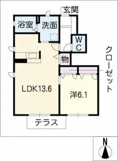 オランジュ太子 イースト【1階】の間取り