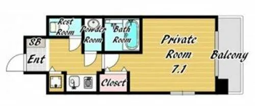 エイペックス心斎橋東【6階】の間取り