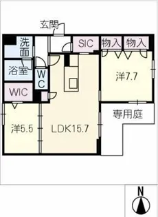 ベレオ伊勢山【1階】の間取り
