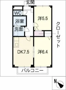 リバーフィールドSUMI A棟【2階】の間取り