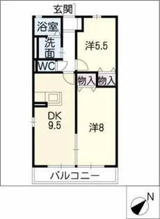 コットンメゾンB棟【1階】の間取り