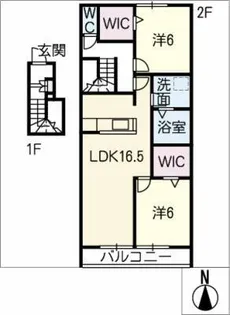 レジデンス香流【2階】の間取り
