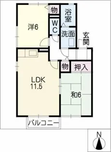 セジュール若松Ⅱ【2階】の間取り