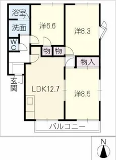 リバーサイド徳重A棟【2階】の間取り