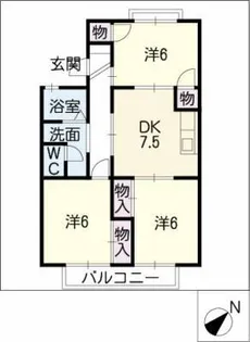 ジョイフル三好B棟【2階】の間取り