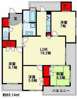 アクアサージュ大手町【304号室】の間取り