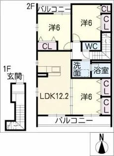 アルカディア A棟【2階】の間取り