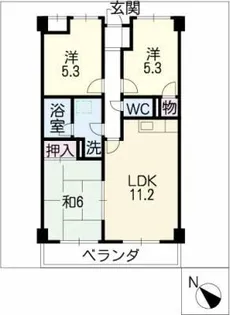 ソレイユ伊吹【2階】の間取り