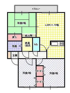 西岡ハイツ2【A202号室】の間取り