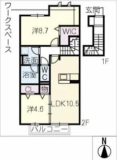 フロレゾンK&K【2階】の間取り